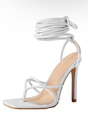 13S New In Box White Lace-Up Stiletto Sandal - Women